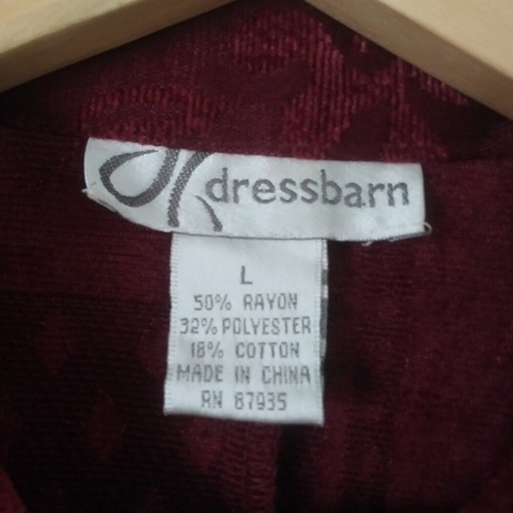 Vintage 90s DressBarn Patchwork-Look Textured Jacket, Burgundy/Maroon Red, Large - Picture 3 of 9